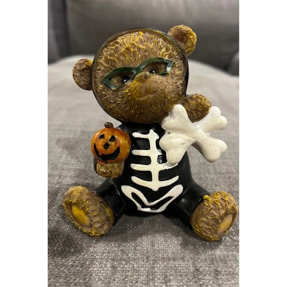 Vintage Halloween Bear Skeleton Figurine